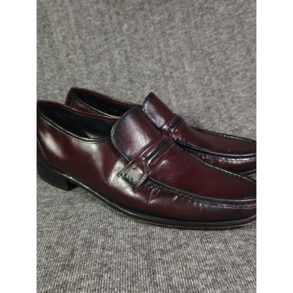 Florsheim Como Strap Loafers Mens 11.5 B Burgundy Leather Slip On Dress Shoes